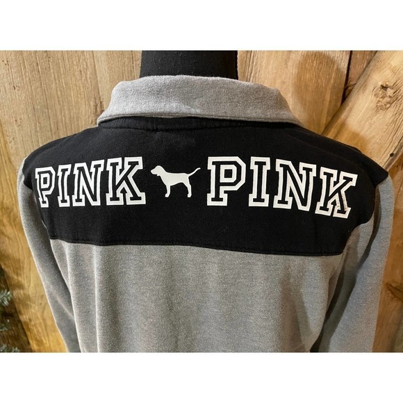 Victoria's Secret PINK 1/2 Zip Collared Sweatshirt Women's Medium Front Pocket - Picture 4 of 8